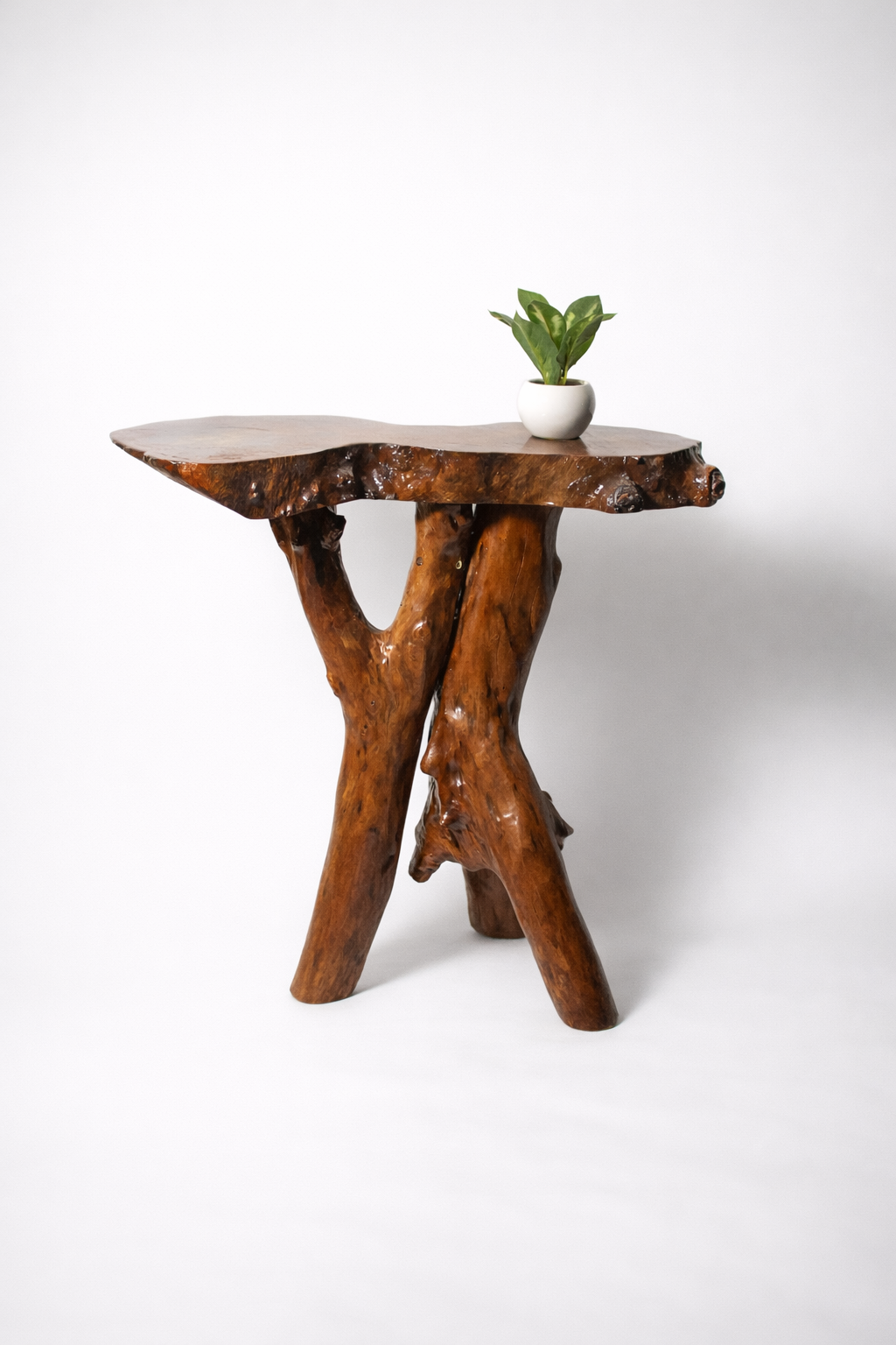 Handcrafted Driftwood Side Table – Natural Wooden Sculptural Table by Kalaayan